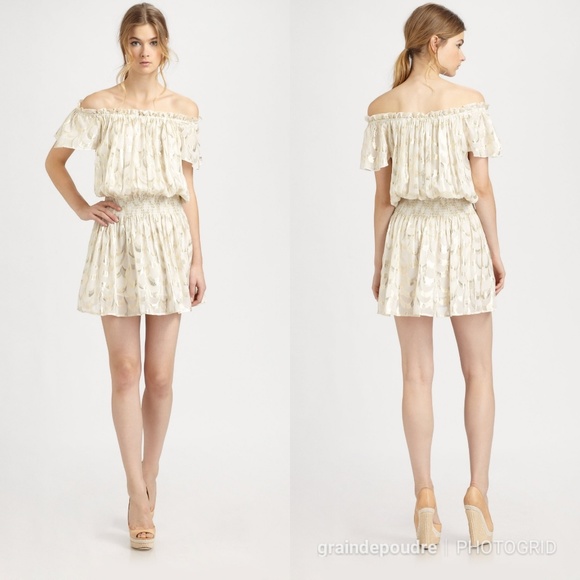 Rare! 🎉HP🎉Rachel Zoe Frankie Metallic Silk Peasant Dress 2